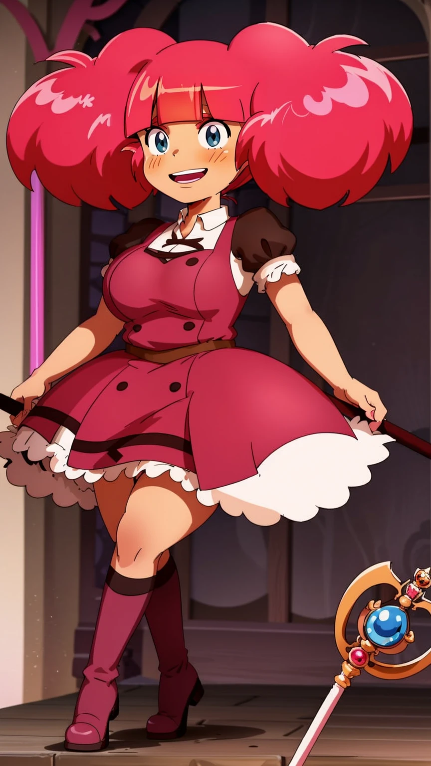 Rosemary, cheveux roses, loli avec grosse poitrine,smile, staff,full body, huge breast, curvy, refsheet, pink hair, red hair