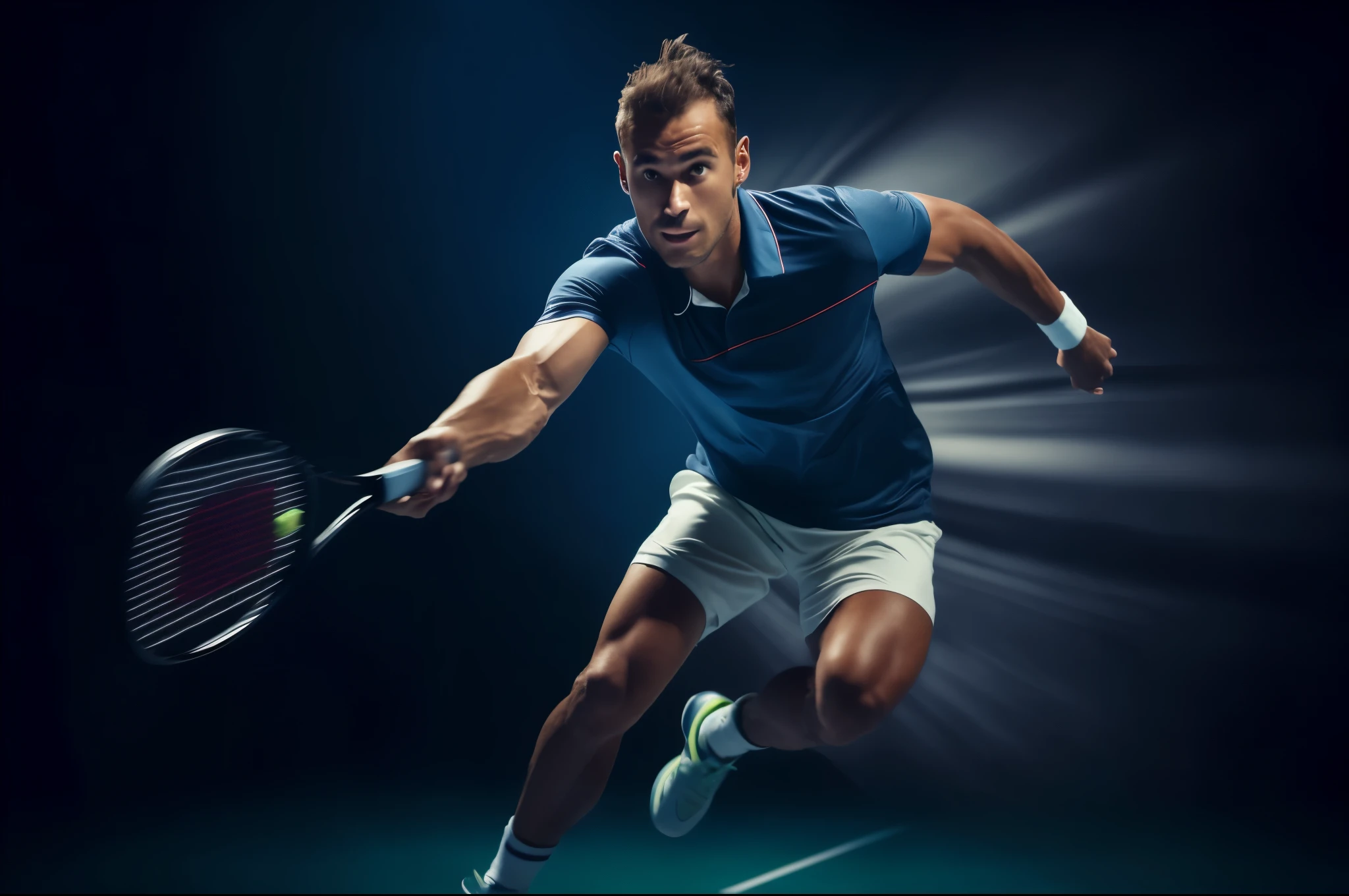 arafed tennis player in motion with a racket in his hand, best on adobe stock, sports photography, sport photography, shutterstock, by Arik Brauer, high-speed sports photography, athlete photography, by Julian Allen, texture, wide angle dynamic action shot, by Milton Menasco, athletic fashion photography, by Wayne England, portrait shot