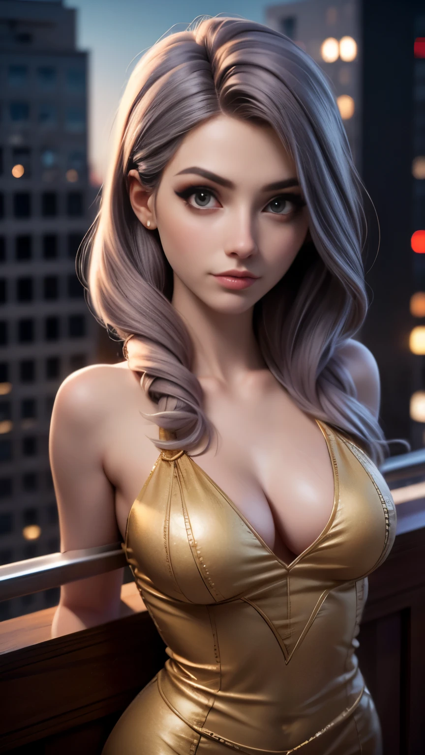 photo of rolyatistaylor, RAW, beautiful woman, ((portrait)), ((detailed face:1.2)), ((detailed facial feature, detailed skin, clear skin), (perfect proportioned body), (wearing a costume dress:1.1) (high detailed city environment, apartment balcony), (realistic photo, best quality, detailed), (8k wallpaper), (cinematic lighting, dramatic lighting) (sharp focus, intricate)