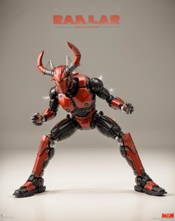 A hyper realistic robot with horns, Boomer Kuwanger, iconic character with high detail, ultra realistic robot, art 8 k, unsaturated colors. very mechanical, dangerous, eerie mood