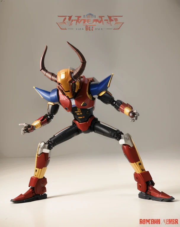 A hyper realistic robot with horns, Boomer kuwanger, iconic character with high detail, ultra realistic robot, futuristic robot devil, art 8 k, few colors. very mechanical, dangerous, eerie mood,  rather lean and agile body. parts of his surface have a structure like a the back of a scarab