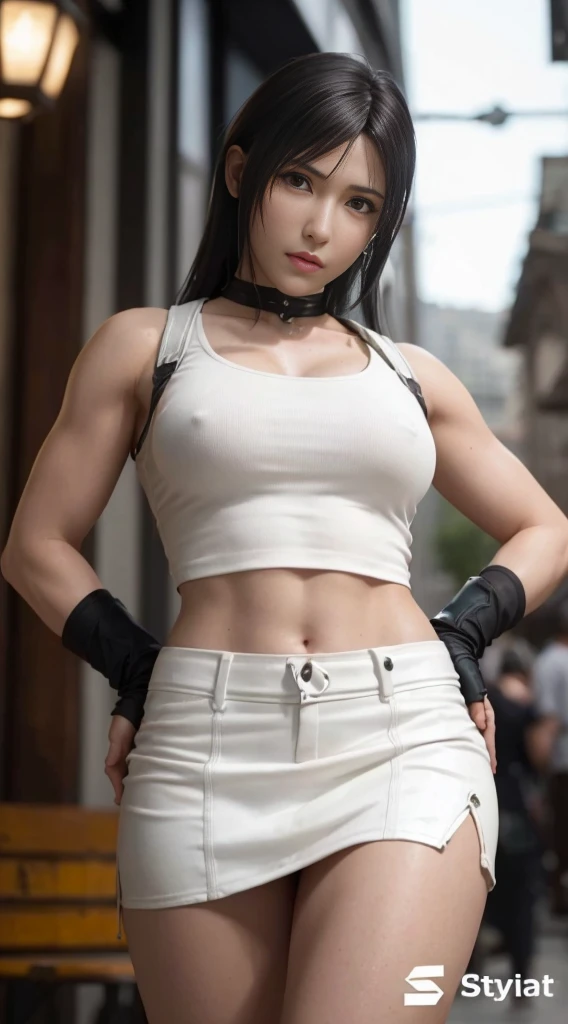 (best quality,ultra-detalhado),(Realistic:1.37),Tifa Lockhart,Rosto bonito e detalhado, textura ultra realista, rosto delicado, serious expression