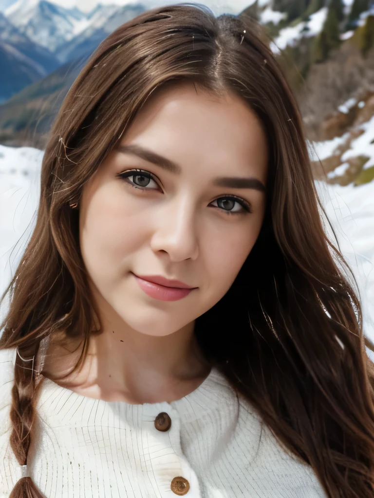 woman dressed, montain snow, all body fille sexy aux yeux bleus, Portrait Sophie Mudd, Portrait de Corinna Kopf, cheveux blonds et grands yeux, selfie of a young woman, ohne Maquillage, maquillage naturel, Look directly into the camera, Visage avec Artgram, dezentes Maquillage, Superbe photo du corps entier, Blonde, Latin,