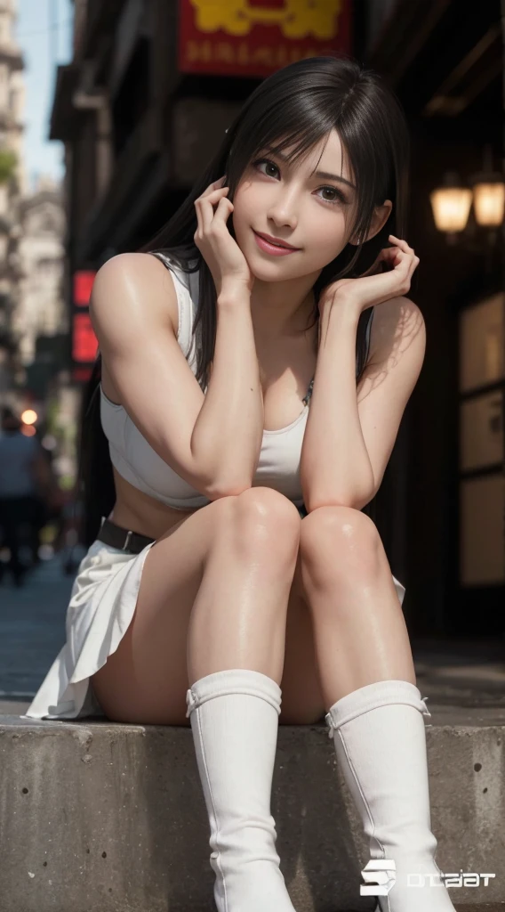 (best quality,ultra-detalhado),(Realistic:1.37),Tifa Lockhart,Rosto bonito e detalhado, textura ultra realista, rosto delicado, cute smile expression