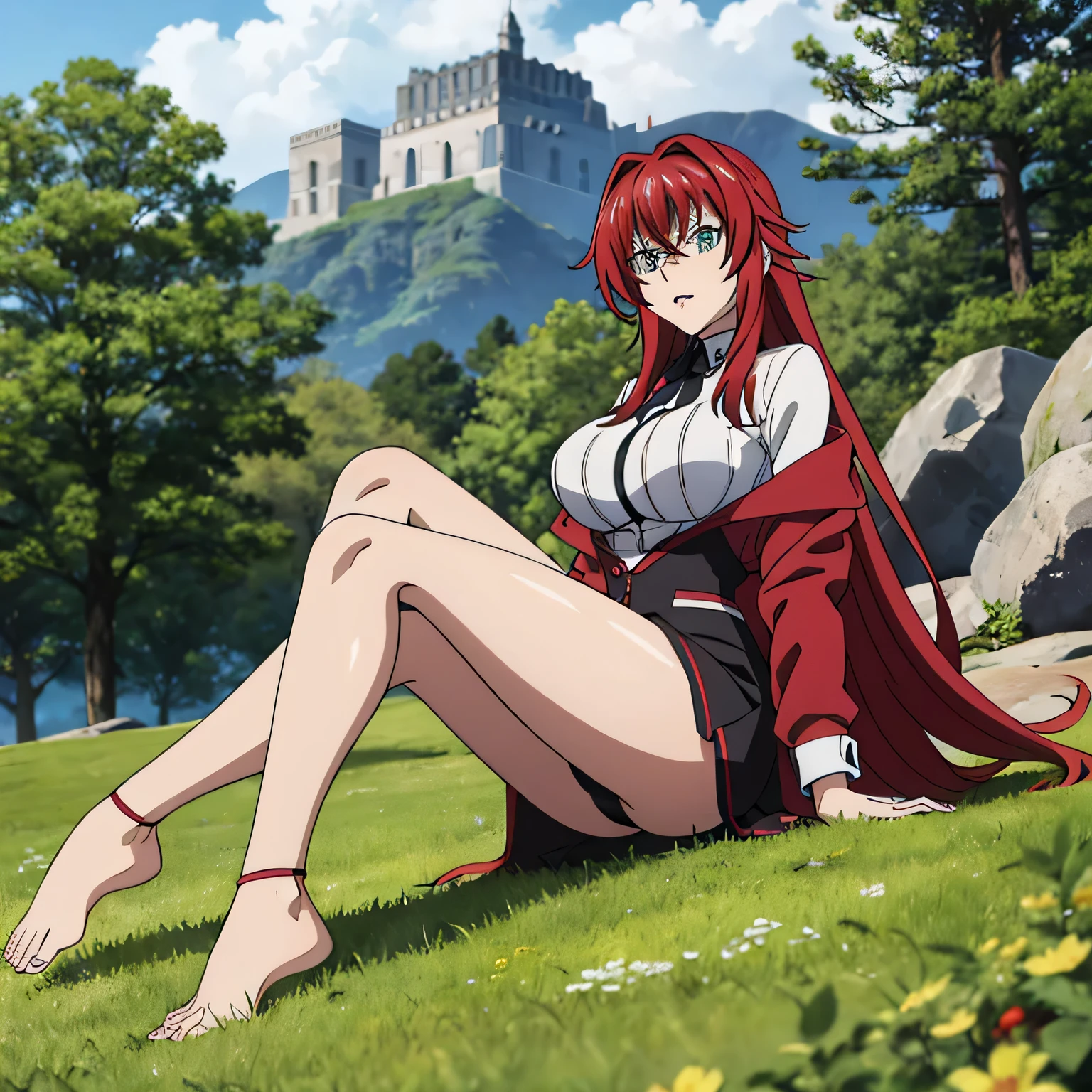 rias gremory, lesbian foot worship, upscape