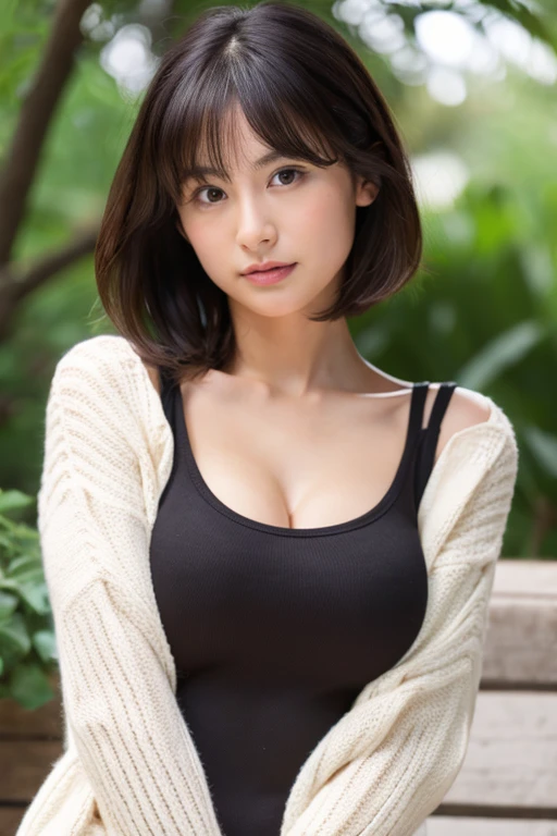 a close up of a woman with a very big breast posing, japanese model, ayami kojima amano, kiko mizuhara, Ayaka, short brown hair and large eyes, asian girl, japanese woman, Black-haired Sui Ishida, deayami kojima, young slender gravure idol, beautiful asian girl, young gravure idol