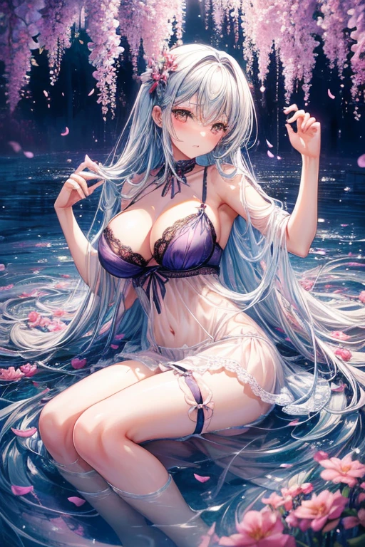 Flowers bloom by the water、weeping cherry blossoms、wisteria flowers、water reflection!!!!!、透けたlingerieを着てポーズをとるアラフィフの女性写真、lingerieビューティー、Intricate and detailed lace set、lingerie、レース付きlingerie、セクシーなシースルーlingerieの着用、garter belt、push up underwire。complex, captivating and captivating、波状のふしだらな透明なlingerie、虹色の光沢のある透けたlingerie、透けたlingerie!!、写真のためにポーズをとるシースルー lingerieを着た女性、透けたlingerie!!、beautiful female body、fantastic and fantasticな雰囲気、シースルーのlingerie、ruffle costume、光沢のある透けたlingerie、translucent dress、dreamy aesthetics、mysterious softness、a blurred glow、soft aesthetics、transparent underwear、fantastic and fantastic、translucent body、fantastic and fantasticなスタイル、fantastic and fantastic、huge breasts、beautiful leg style、stylish hair、cute hairstyle、Many petal body esbian、