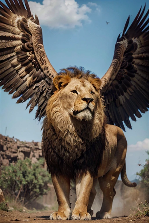 A big lion, em 4k pintura 4k hd, Em primeiro plano, eagle wings