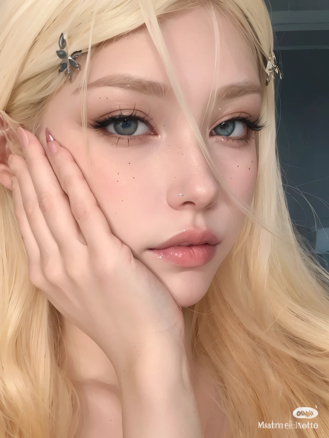 Mulher loira com cabelo longo e piercings posando para uma foto, pale porcelain white skin, Longos cabelos loiros e olhos grandes, Delfina Hermosa, pale, pele brilhante, cabelos loiros e olhos grandes, Longos cabelos loiros e olhos grandes, Pele muito branca, very pale, Pele muito branca, very very pale, extremely pale blond hair, cabelos muito loiros, very pale, pale fair skin!!