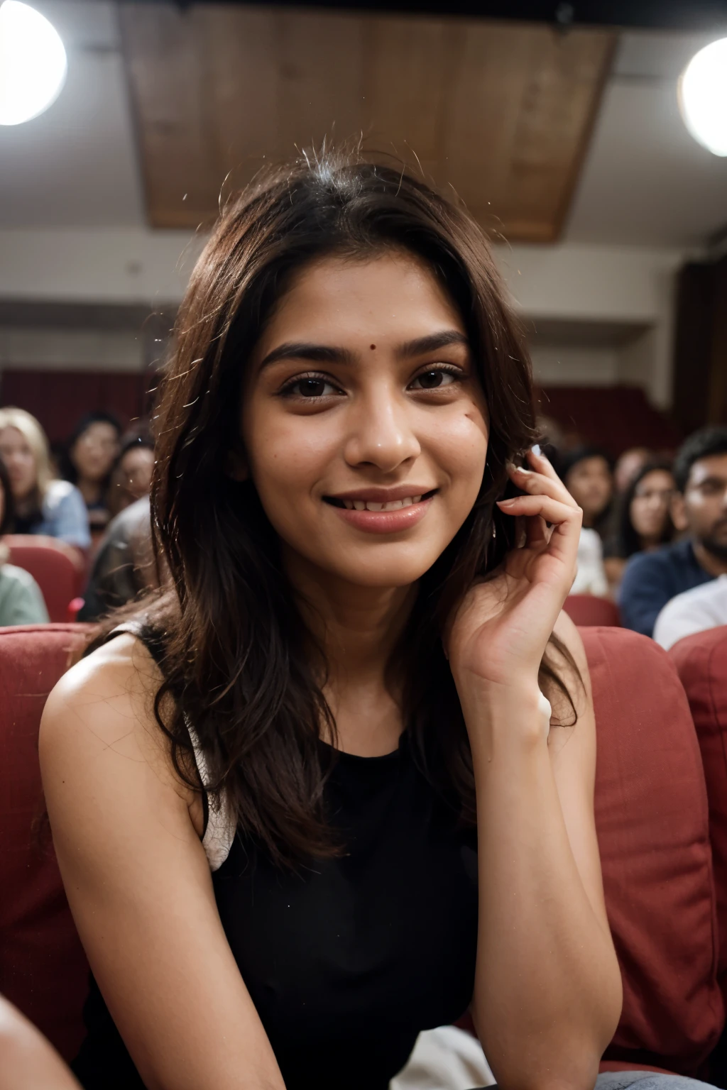portrait of 25 year old indian model facing at audience smiling