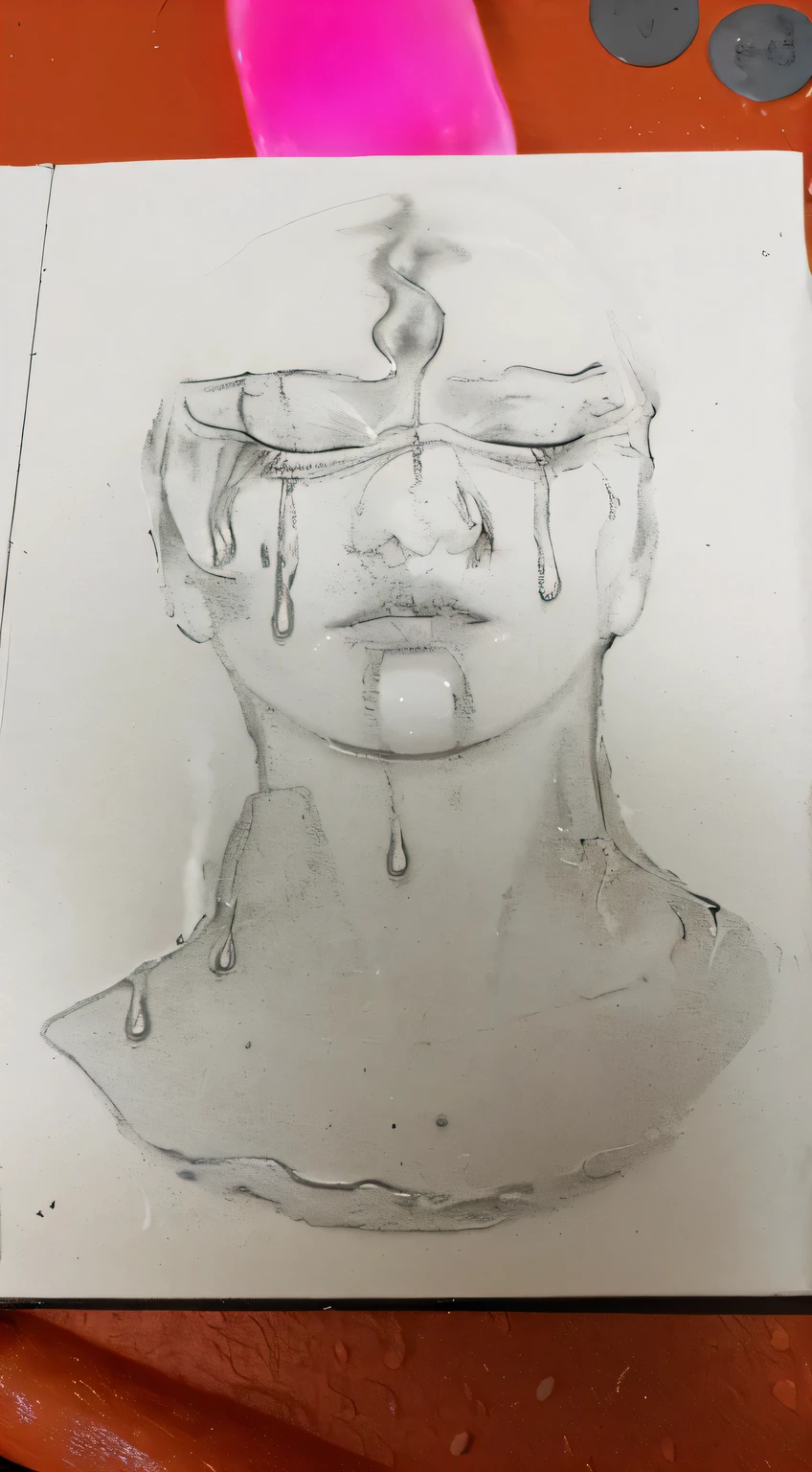 woman's face made up of candle being melted by fire