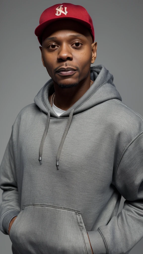 a man wearing a red backwards cap, wearing baggy jeans and a hoodie with a tan jacket on, skinny, scrawny, robinson cano-dave chappelle-swizz beatz-henry simmons-von miller-alex sandro-seth gilliam merged, entire body visible, full body, hyperrealistic, best quality, 8K, real human skin, masterpiece, extremely intricate, medium closeup, detailed eyes, detailed face, detailed body, exaggerated features, pronounced features