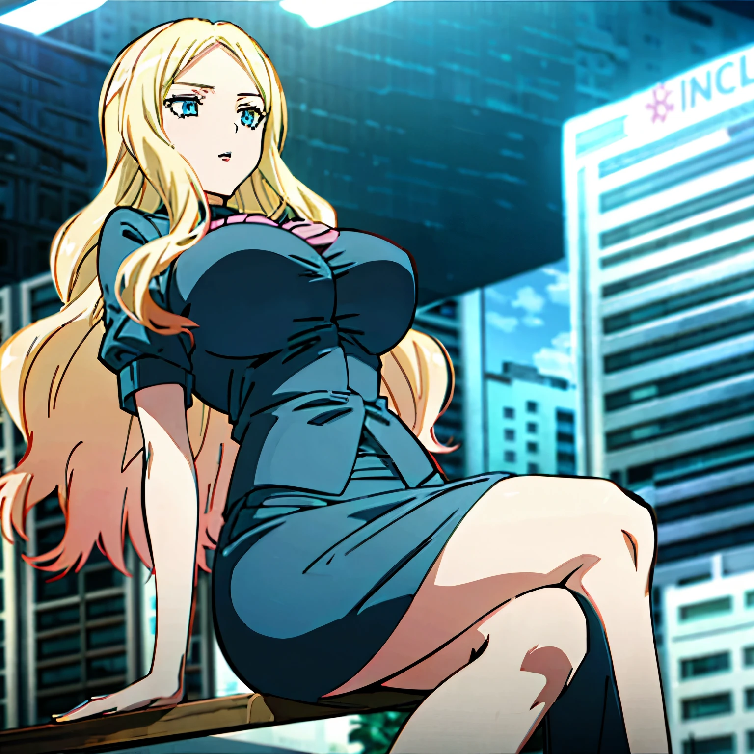 Irina Jelavic, Massive Breasts, Office Uniform, Blonde Hair, Blue Eyes