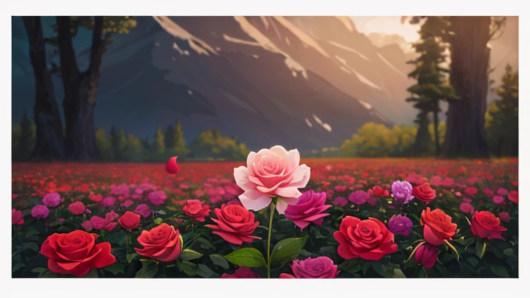 Alta calidad, alto detalle, 8K, Aesthetics, Lenguaje de las flores, rosas rojas, Renderizado de Art Station, Lente ultra gran angular, High Definition