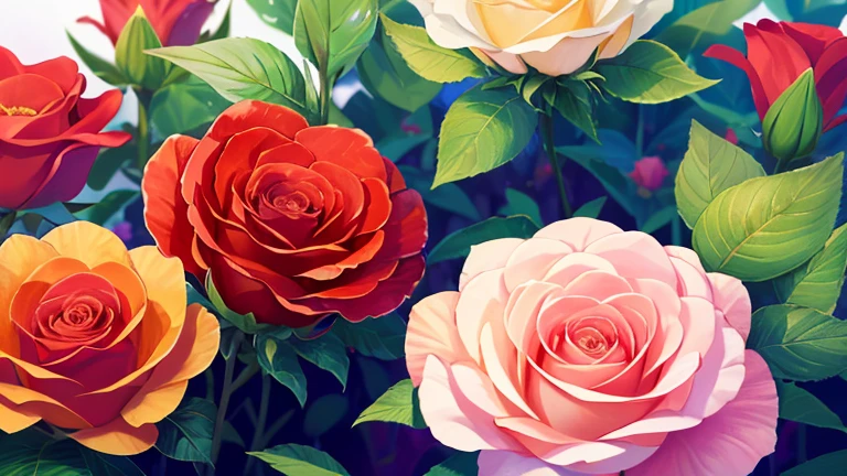 Alta calidad, alto detalle, 8K, Aesthetics, Lenguaje de las flores, rosas rojas, Renderizado de Art Station, Lente ultra gran angular, High Definition