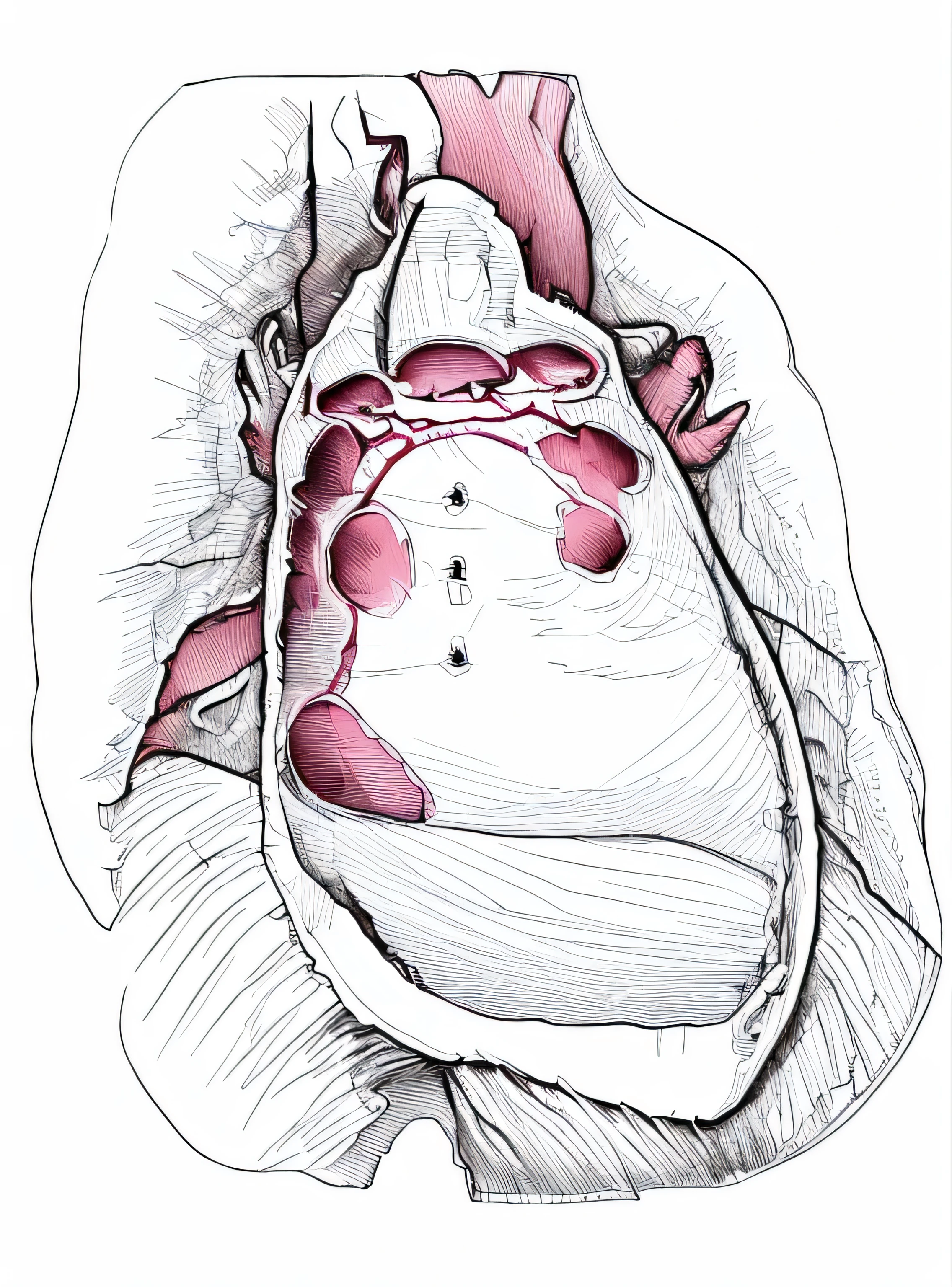 Inside the heart, line drawing, Ultra HD, 4K