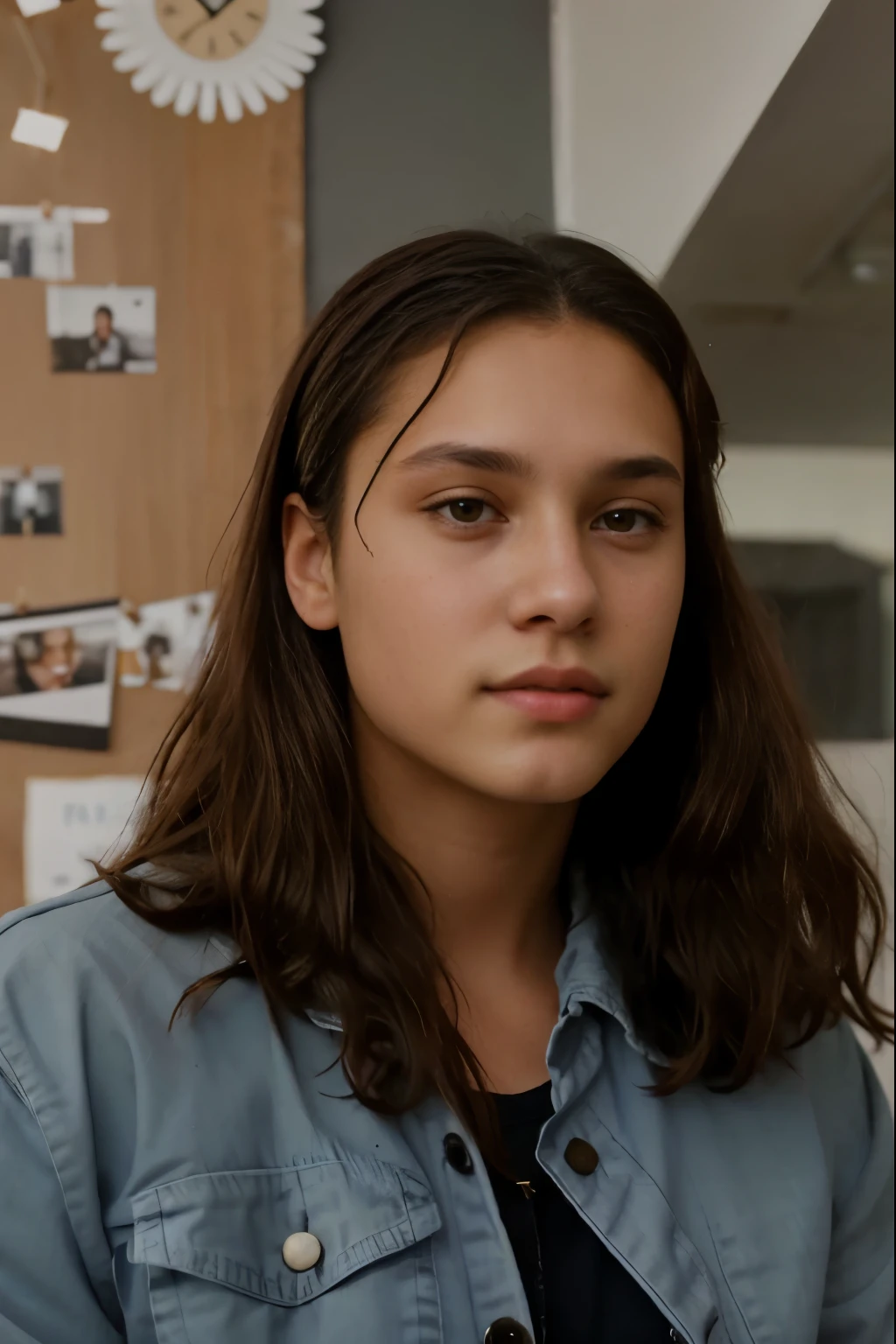 there a woman standing in front of a wall with a cell phone, young with long hair, tommy 1 , frank dillane, beautiful young prince, frank dillane as puck, a black man with long curly hair, 1 9 8 0 s mullet haircut, profile photo, julian calle, frank dillane as a satyr, with long curly hair, wearing blue jean jacket, slightly tan skin,