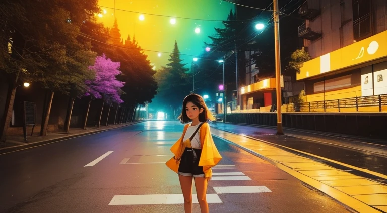absurdo, high resolucion, Ultra detallado, (1 chica : 1.3), Lomografía BREAK, analogue photography, colores vibrantes, Enfoque suave, filtraciones de luz, Dream atmosphere, encanto experimental, Nostalgic appeal BREAK color field painting, Grandes extensiones de color, Expresionismo abstracto, Tonos llamativos, Impacto emocional, atmospheric depth, enfoque minimalista BREAK , space exploration, Cuerpos celestes, Astronomical phenomena, Scientific discoveries, Maravillas de&#39;otro mundo, Una chica hermosa, HD (ultra detalles) Observar al espectador con ropa de calle al estilo hip-hop, Diferente, colorido, Largo, Heavily color-treated hair 🌈