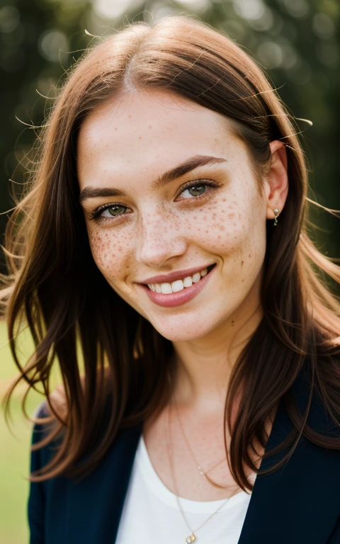beautiful lady, freckles, big smile, dark makeup, hyper detailed photography, soft light, full length portrait