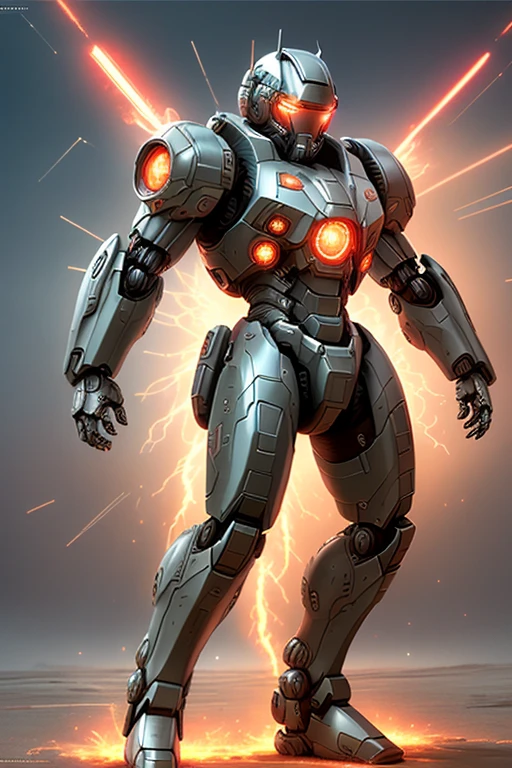 (best quality,highres:1.2),ultra-detailed,(realistic:1.37),mech concept art,complex detailed mecha,centered,sci-fi,metallic textures,holographic visor,devastating weaponry,motion trails,high-tech environment,blazing explosions,powerful energy effects,military-inspired design,heroic pose,dynamic composition,vibrant color scheme,dramatic lighting