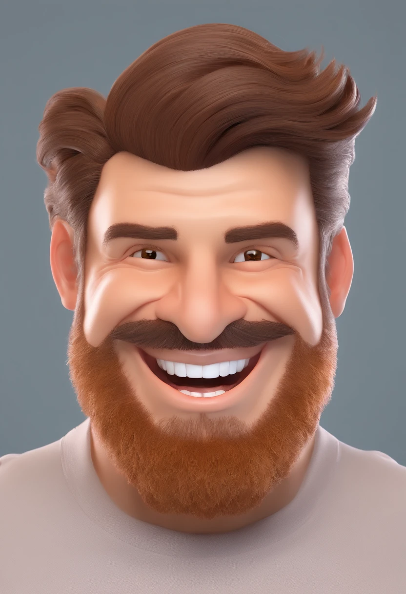 Smiling Man Illustration, sorriso insano, Homem de pele marrom com um sorriso gigante, happily smiling at the camera, sorriso atrevido, he's smiling, sorriso muito grande, Macho sorridente, foto de perfil headshot, rindo sorriso enorme, desenhando no estilo de Arte 3D, c4d, fundo de cor branco puro, estilo disney, estilo pixar render ilustracao Super Detalhe, 8k
