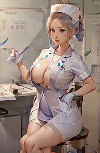 nurse uniform,hospital, latex nurse suit,nurses,busty,elbow gloves,labcoat,silverhair woman,blue eyes , gigantic boobs ,medical instruments,asian nurse,two nurses,speculum,examination room,oversize boobs, ,big ass ,strap on, lay on table ,legs spreaded,giving birth,gyno chair , dentist,Milf,