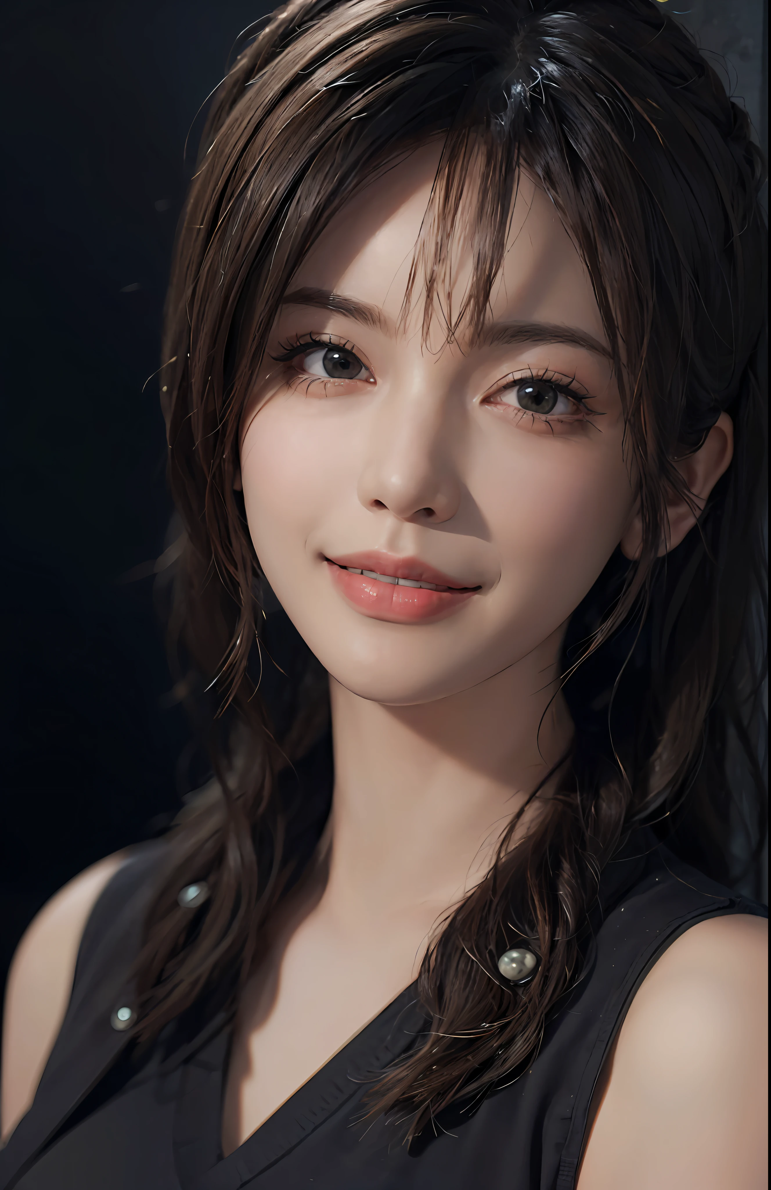 (ultra realistic) , (illustration), (increase resolution), (8K), (extremely detailed), (best illustration), (beautiful detailed eyes), (best quality), (ultra-detailed), (masterpiece), (wallpaper), (detailed face), solo,1 girl, looking at viewers, delicate details, detailed faces, in the dark, deep shadow, low key,pureerosfaceace_v1, smile,