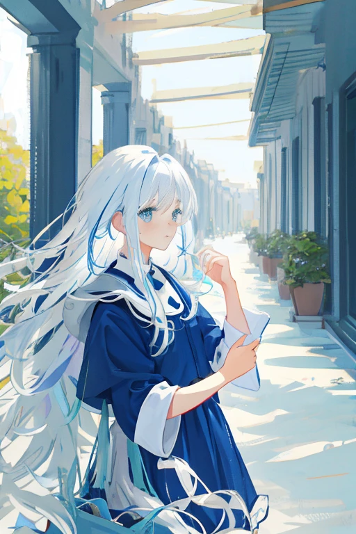 Long blue-white hair