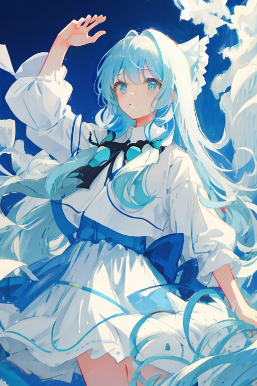 Soft blue-white long hair
