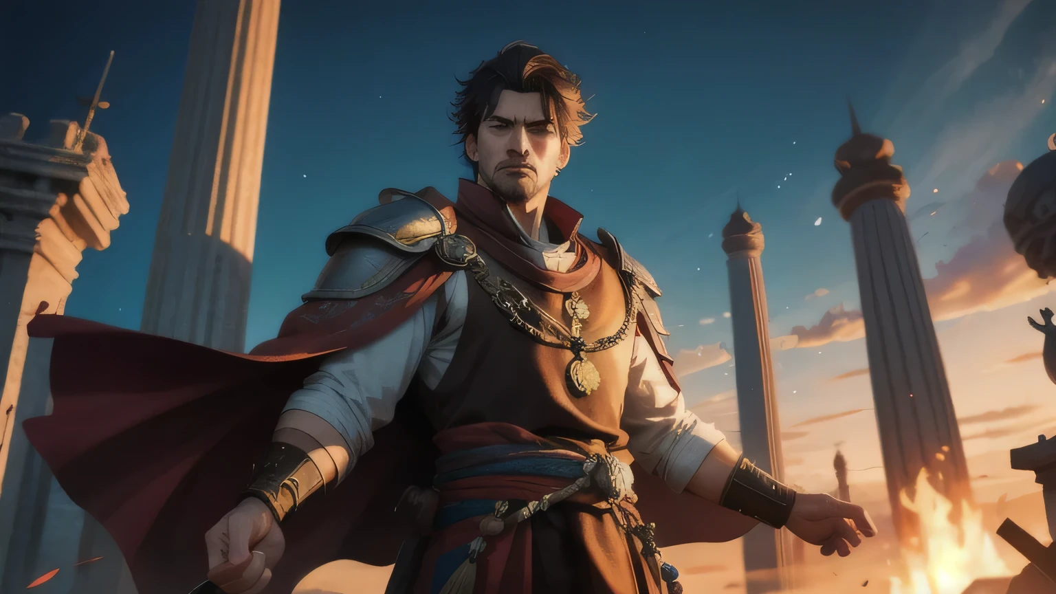 create an image of a stoic king in his element