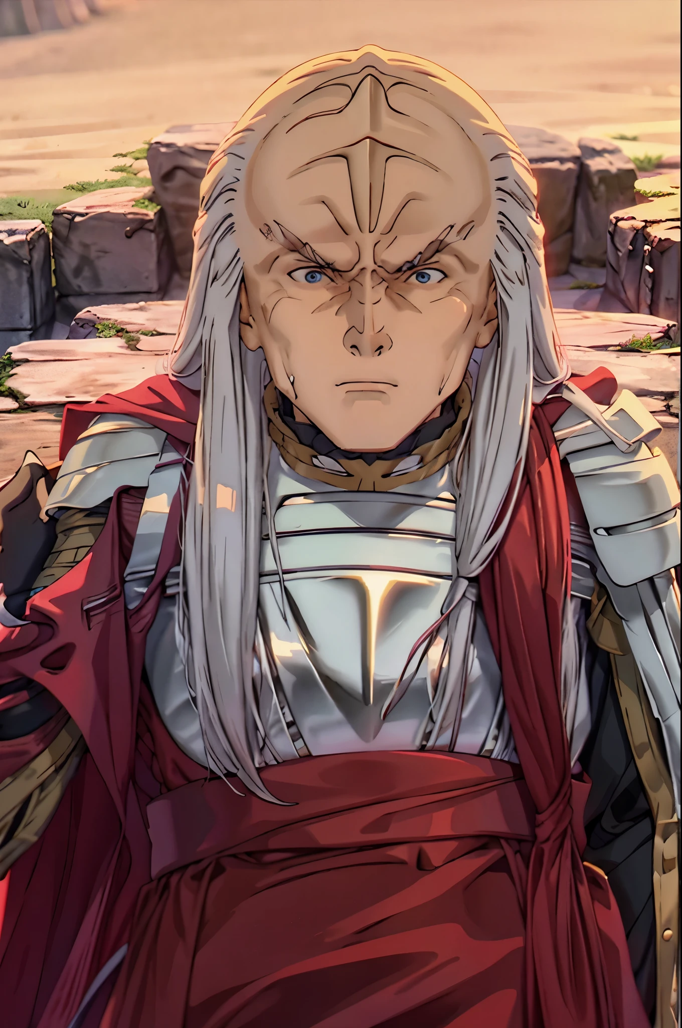 wz_sousou_no_frieren_style fullbody fullframe klingon forehead ridge thick eyebrows dark skin stash armour