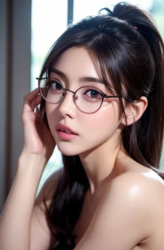 Fine、(The best illustrations)、8k UHD resolution、intricate-detail、top-quality、realisitic、ultra-detailliert、The best lighting、Best Shadows、Soft lighting、Ulutra HD、Ultra-realistic、Tindall Effect、Photorealsitic、(High Detail Skins:1.2)、 (Intricate details, makeup, pureerosface_v1:0.5), (Detailed beautiful delicate face, Detailed beautiful delicate eyes, A perfectly proportioned face, High detailed skin, Detailed skin, best ratio 、Awesome awesome, wide hips, smooth midriff, beautiful shape, _pefect shape_, __hair__:1.25)、Digital SLR、 absurd realistic work: 1.3), (max resolution: 1.2), (Ultra HDTV: 1.2), cinematric light, Detailed eyes and skin, detailed facial features, , (Sharp Focus: 1.2),Perfect Style, Beautiful face, acurate, Anatomically correct, Highly detailed face and skin texture, Detailed eyes, monoeyelids, korean eyebrows, Glitter Eyeliner: 1 Natural cheeks, Glossy skin, Fair skin: 1.2, (Glossy lips: 1.4),(Shy look: 1.2),Highly detailed facial and skin texture, Detailed eyes, Monoeyelids, Natural cheeks, shiny lips: 1.4,Exposed cleavage、Bewitching。a baby face、Seductive、Chest emphasis、((((Huge glasses, Otaku Glasses, thick glasses, Round glasses)))),Ponytail distortion、、Body Up, perfect boobs emphasis, Super tight breasts, Breast augmentation surgery, C-cup Breast,Toned waist、 Meet beautiful girls, Look at the girl's body, In the Dark、(Detailed spooky backgrounds:0.8)、Asian babe , naked milf , nude girl ,FULL BODY PHOTO , Bob haircut,Beautiful and delicate ,Real Rendering,unrealengine,Angry look,tmasterpiece,super detailing,The light from the back window was backlit. clean pretty pussy, pink pussy,