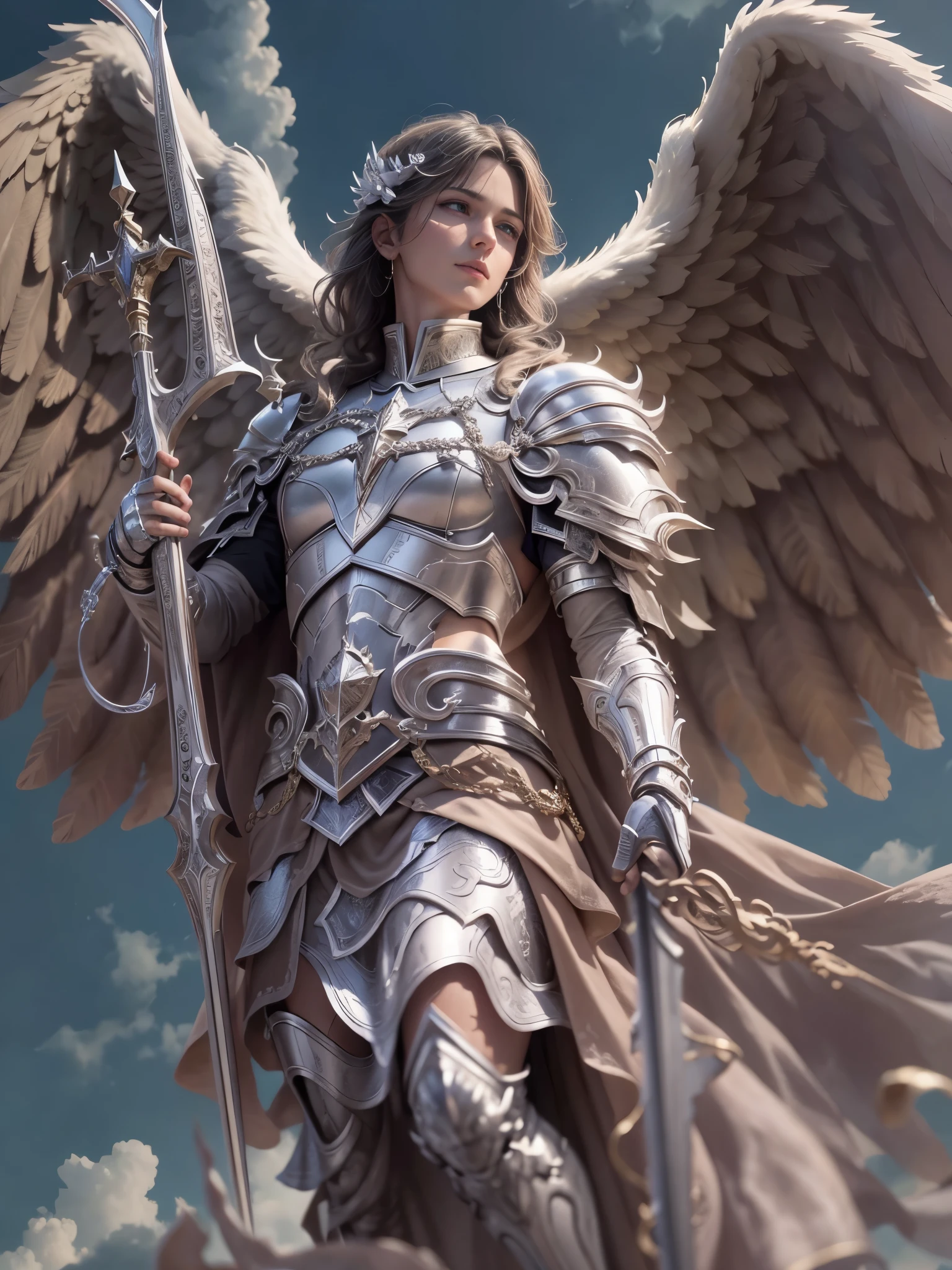 Archangel Michael、The Four Archangelasutepiece,Best Quality,ultra-detailliert,hight resolution,hight resolution,4K,Portrait in 4K,8K,8K Portrait,Unity 8k壁纸,extremely details CG,Realistic,Raw photo,Real person,a portrait photo of,Photorealistic,Shiny skin,Detailed skin,