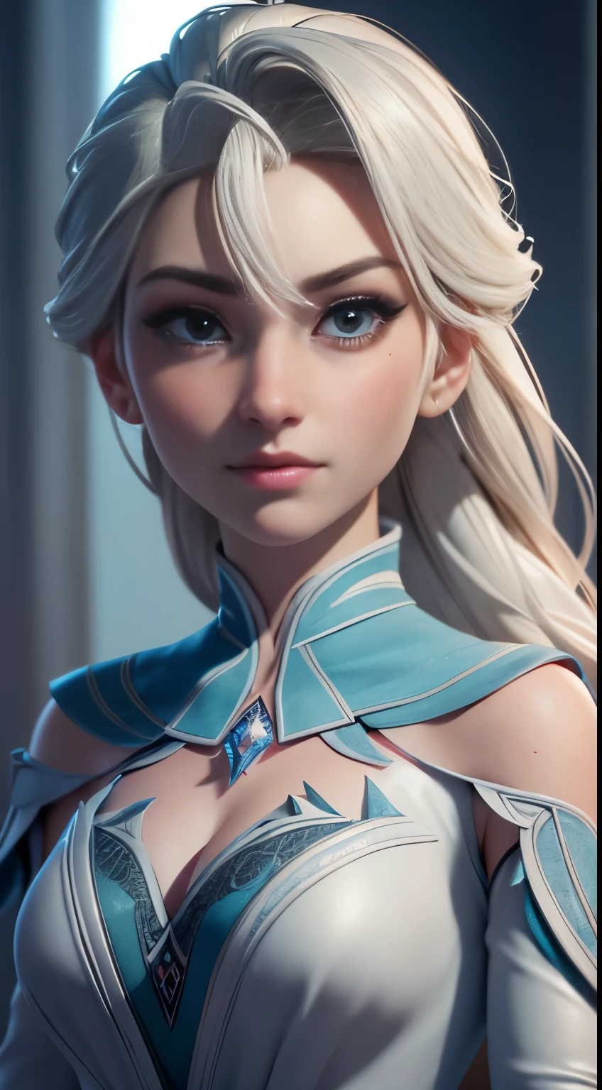 Highly detailed CG unity 8k wallpaper, style shot, complex, high detail, dramatic, highest quality movie still image, very detailed, masterpiece, best quality, character design, Elsa, Elsa from Frozen, (( Dark style)), realistic ultra-detailed rendering style, natural light, sharp character design, (hard focus, 8k), (((natural skin texture))), 8k textures, soft cinematic lighting, adobe lightroom, dark room, hdr, Sophisticated, Elegant, Rich Detail, Sharp Focuilm Look) )), Soothing Tones, Detail Frenzy, Intricate Detail, Super Detail, Low Contrast, Soft Film Lighting, Dull Colors, Exposure Blending, HDR, Fade, 35mm, f/1.4, ISO64, f16, 25 sec.