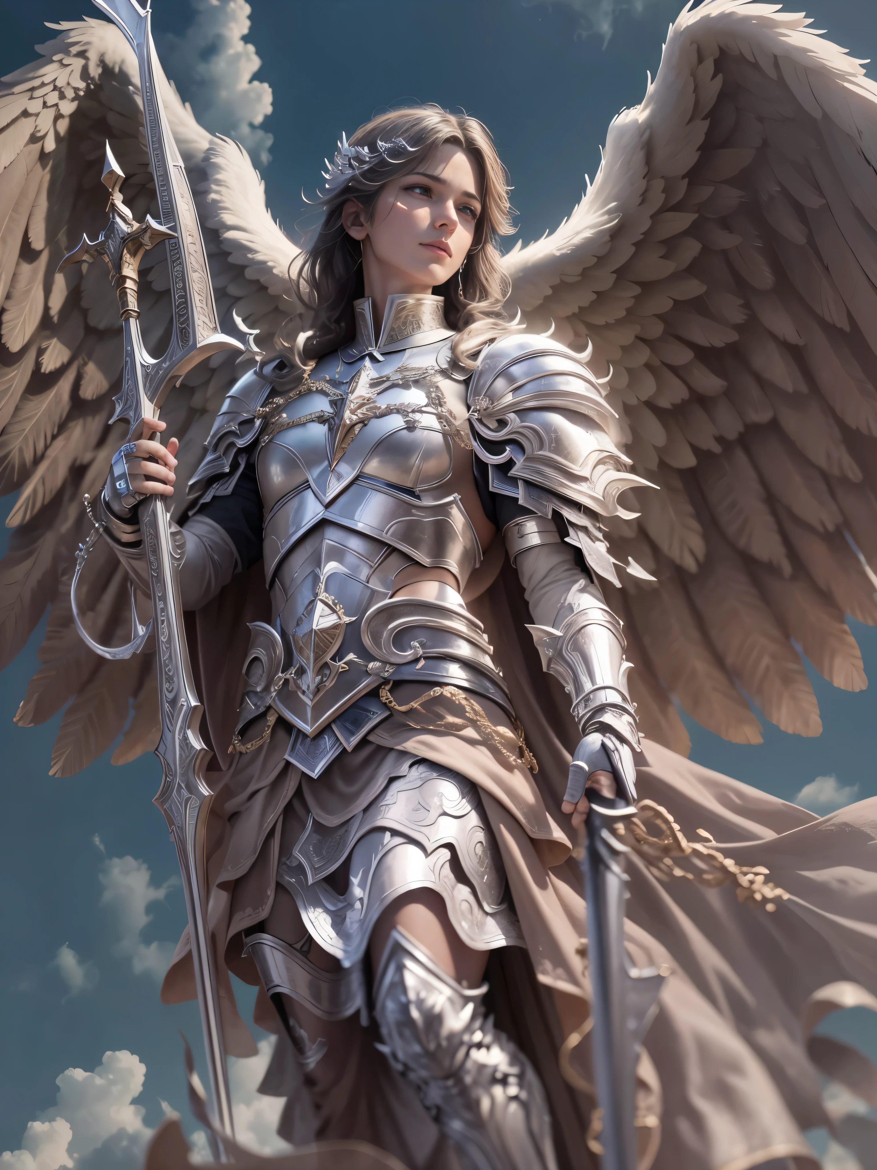 Archangel Michael、The Four Archangelasutepiece,Best Quality,ultra-detailliert,hight resolution,hight resolution,4K,Portrait in 4K,8K,8K Portrait,Unity 8k壁纸,extremely details CG,Realistic,Raw photo,Real person,a portrait photo of,Photorealistic,Shiny skin,Detailed skin,