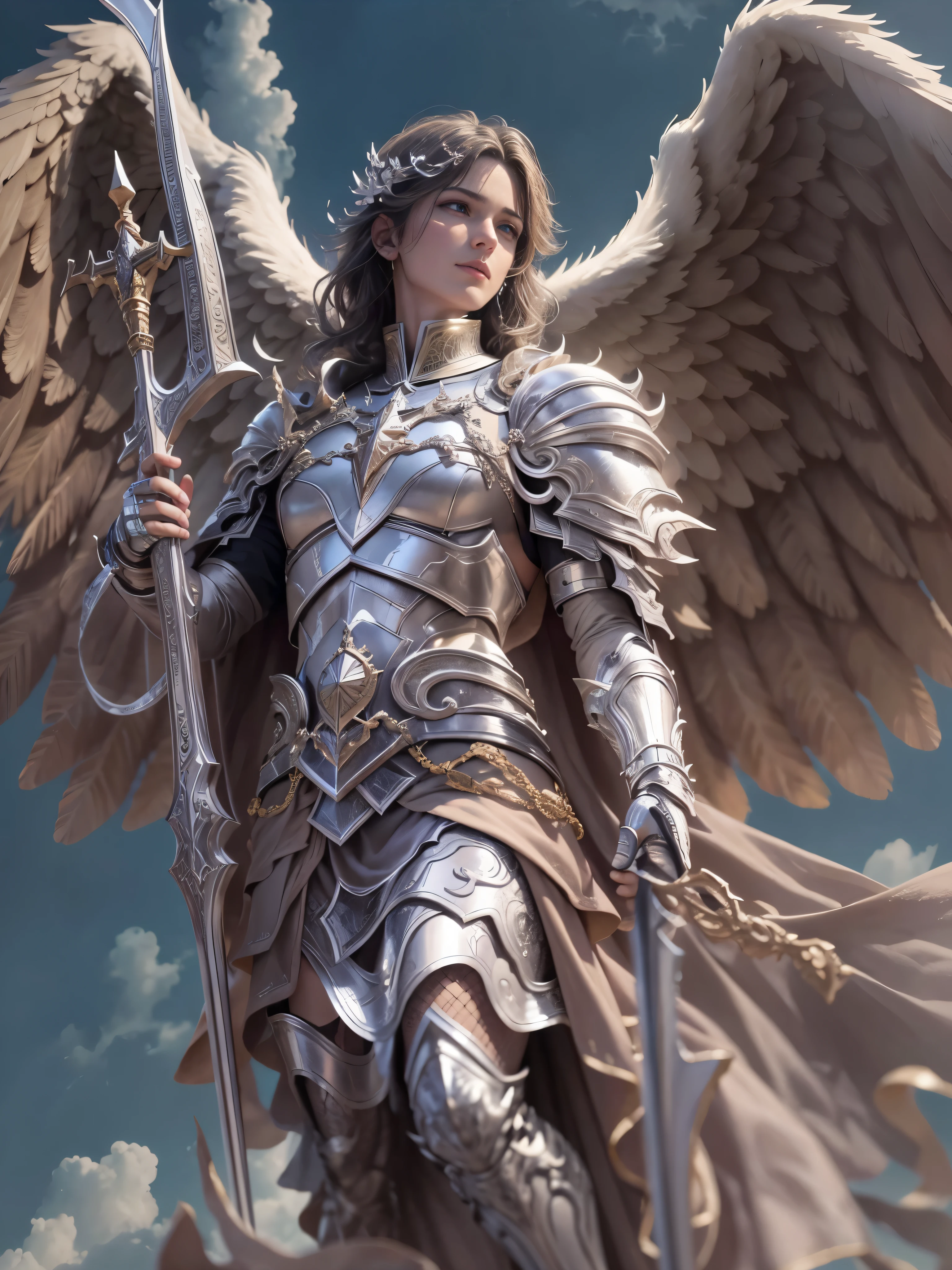Archangel Michael、The Four Archangelasutepiece,Best Quality,ultra-detailliert,hight resolution,hight resolution,4K,Portrait in 4K,8K,8K Portrait,Unity 8k壁纸,extremely details CG,Realistic,Raw photo,Real person,a portrait photo of,Photorealistic,Shiny skin,Detailed skin,