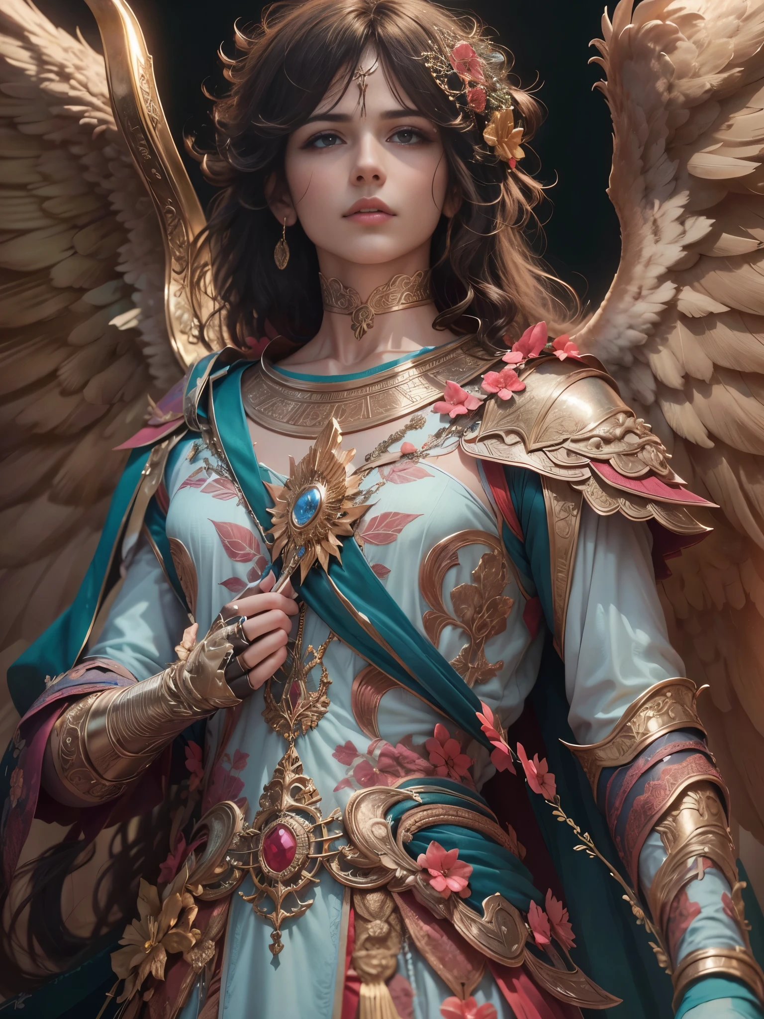 Archangel Michael、The Four Archangelasutepiece,Best Quality,ultra-detailliert,hight resolution,hight resolution,4K,Portrait in 4K,8K,8K Portrait,Unity 8k壁纸,extremely details CG,Realistic,Raw photo,Real person,a portrait photo of,Photorealistic,Shiny skin,Detailed skin,