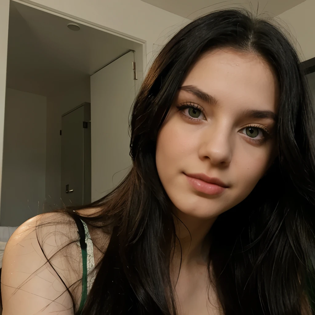 Zigeuner, nackt, long black hair , skinny, 18 years old, green eyes , tal, big breast