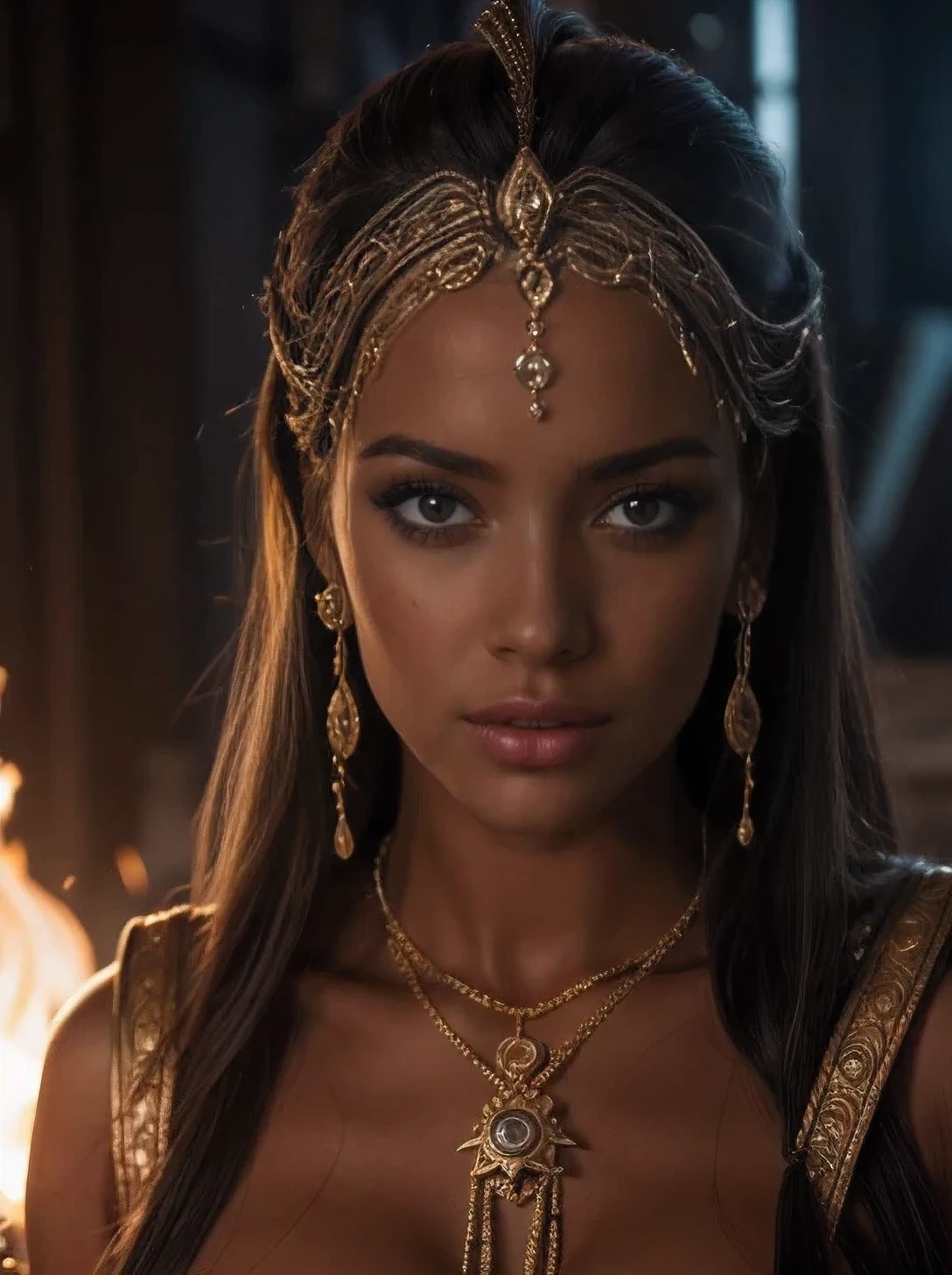 Andromeda, an Ethiopian princess among the Kraken, mitologia, in the style of realistic and hyper-detailed renderings, sacrifice to Poseidon, 8k, olhos detalhados, olhos perfeitos, epics, Dramatic, Fantastic, corpo inteiro, design intrincado e detalhes, lighting dramatic, hiper-realismo, fotorrealismo, cinemactic, 8k, rosto detalhado, dramatic photo, Epic photo, corpo inteiro, inspirado na arte de Earl Noren.