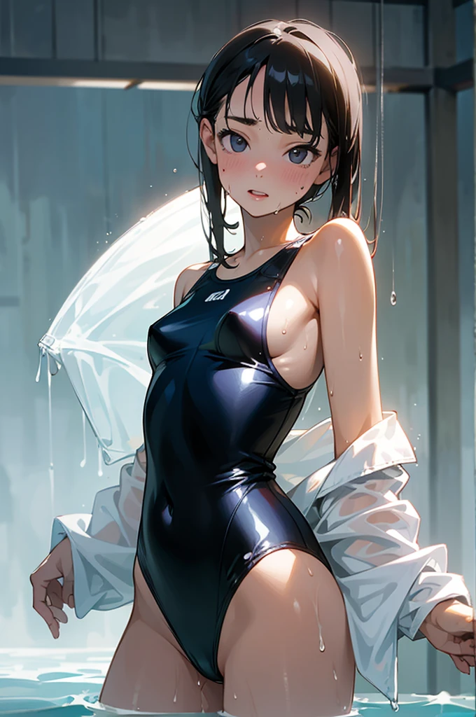 、wet swimsuit、sexy、The whole body is wet、High resolution、High resolution、high resolution、Wetting、soaking wet、sexy、sexy、transparent、transparent