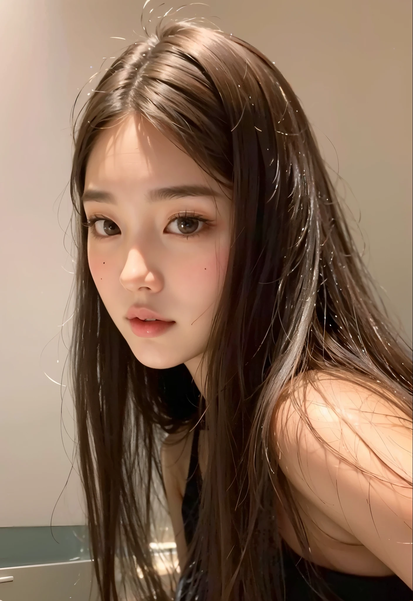 A closeup of a woman with long hair looking into the camera, bae suzy, linda mulher sul-coreana, Menina coreana, heonhwa choe, Jinyoung Shin, Xisionwu, 18 anos de idade, linda jovem coreana, jaeyeon nam, Lalisa Manobal, gongbi, young pale and beautiful asian face, linda jovem coreana