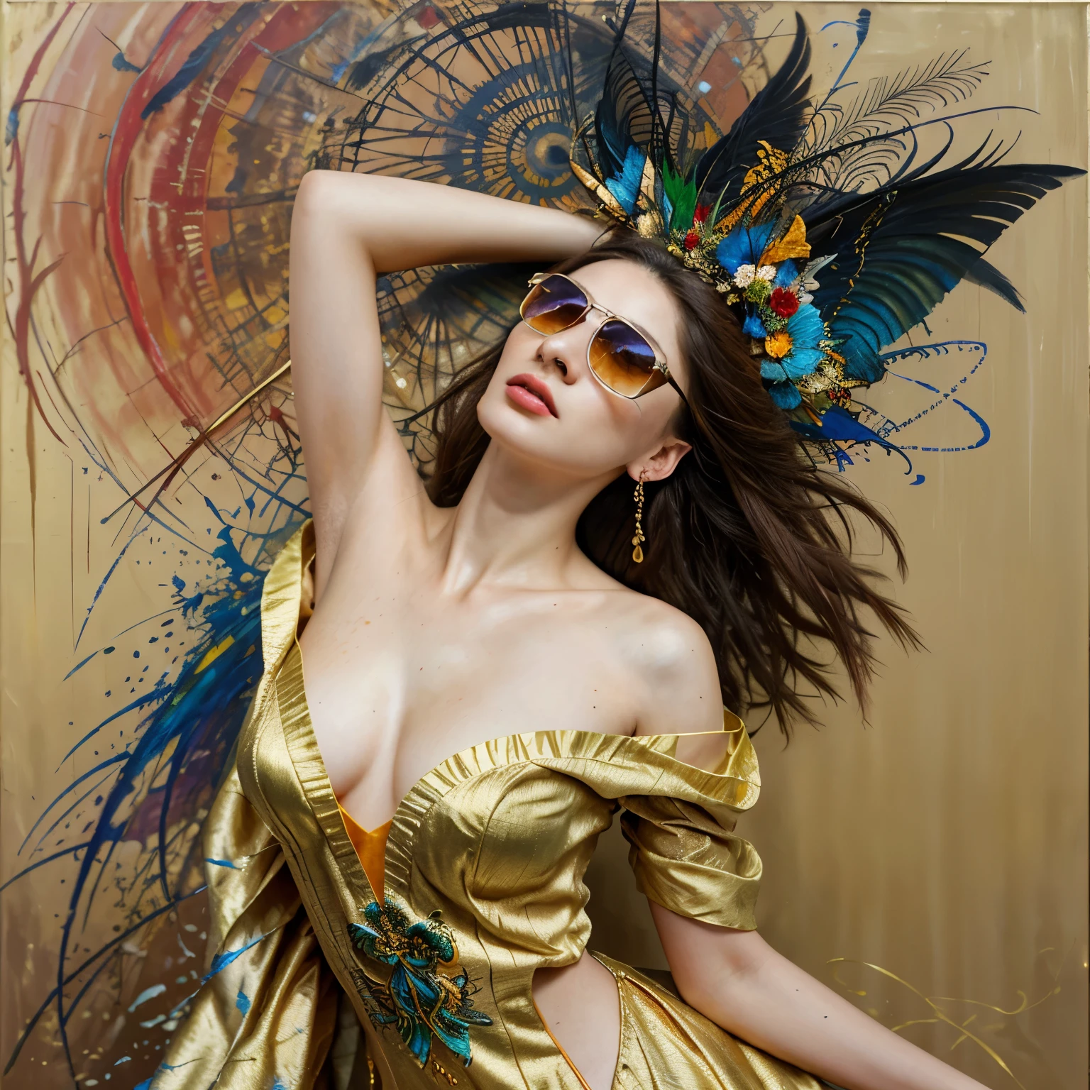 insanely detailed and intricate hyper realism breathtaking woman wear gown and sunglasses,32k Raw drawing oilpainting art,mail art,surreal art,splash style,fantasy art,oil on linen,hyperactive postural poses,
quality ink art
by Arshile Gorky,Frank Miller,
Anne Bachelier
Antonio Mora
Arshile Gorky
Arthur Rackham
Atey Ghailan