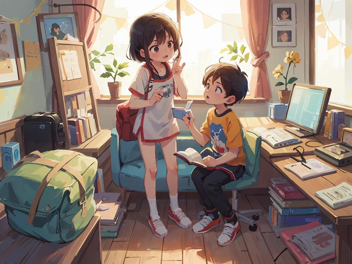 estilo anime, 1 menino, lesbian full body, moderno, cabelo curto detalhado, copos, roupa de esporte，vivacidade， fundo branco,  Moda,sense of science and technology