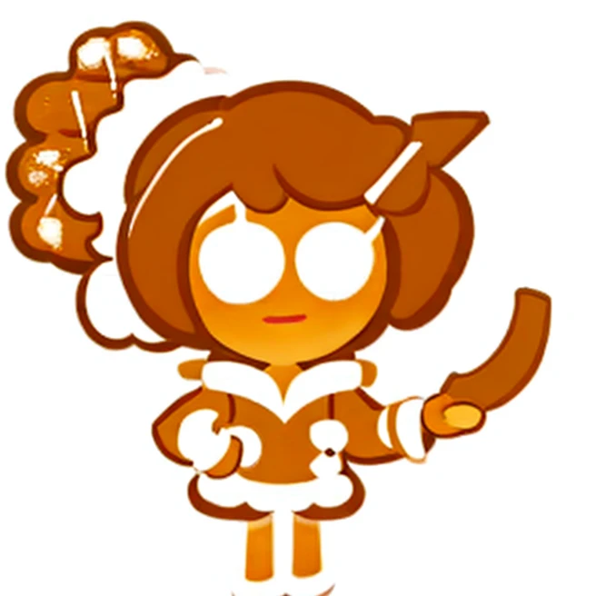 Cinnamon French Toast Cookie holding Phone at cell Blue Phone, Toast Straw Hat, Medium Syrup Hair, Hair over eye, Dark Brown Jacket