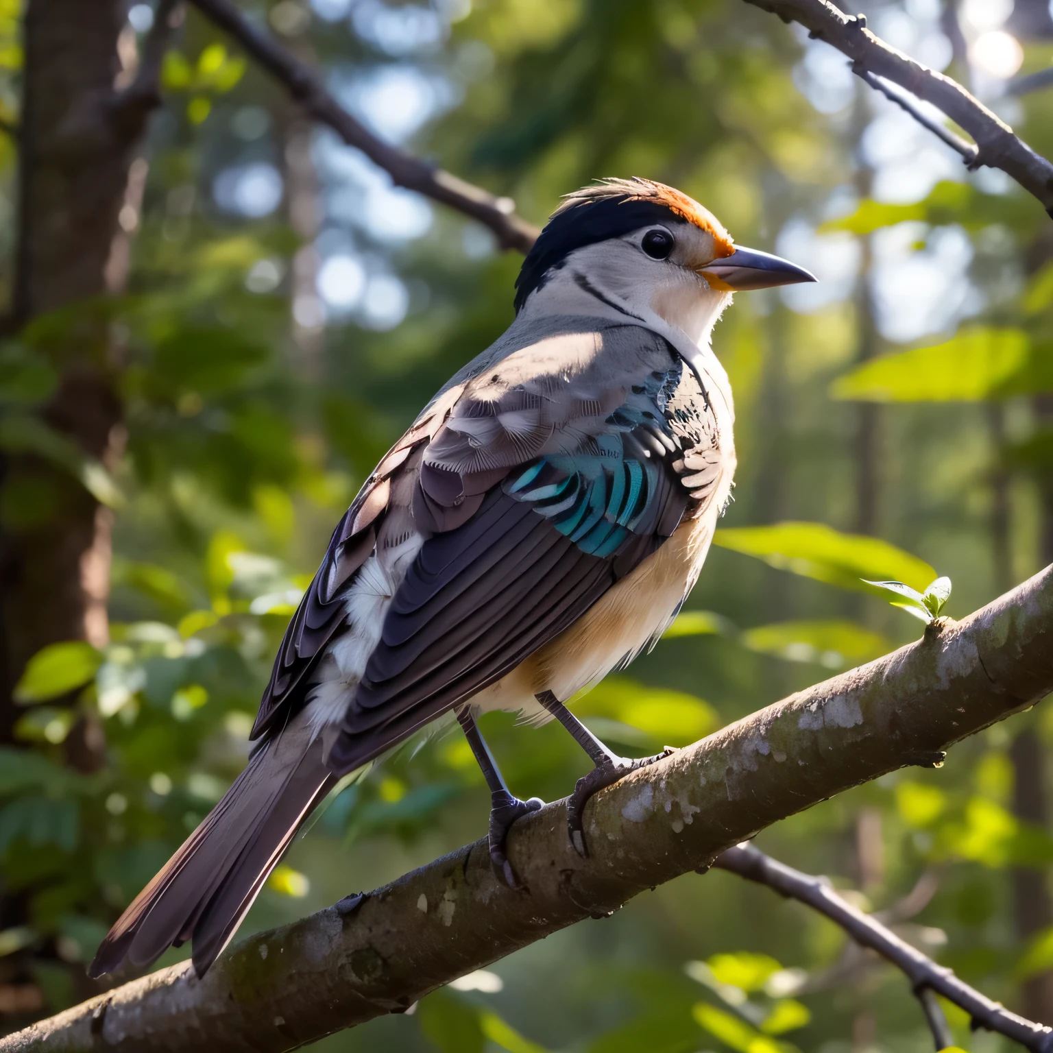 bird on a branch in the forest, Russian nature, sunny day