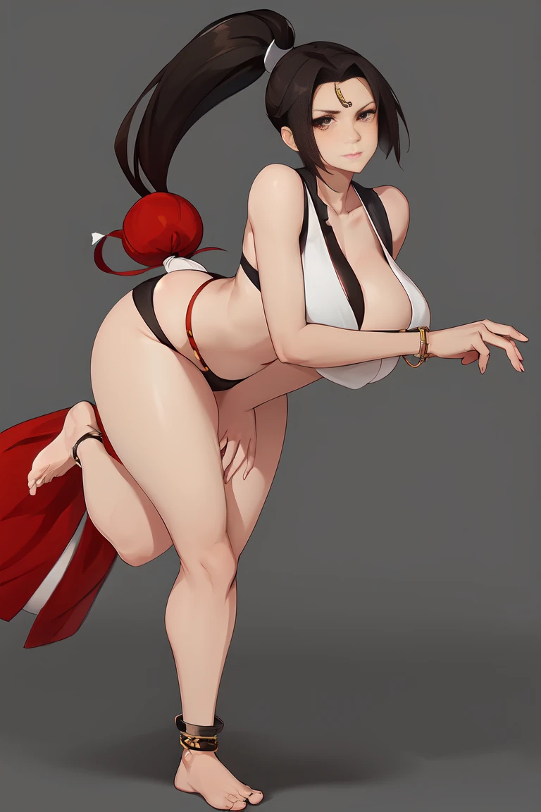 thong，huge，huge，high ponytail，Spread your legai Shiranui，delicate face，barefoot，anklet