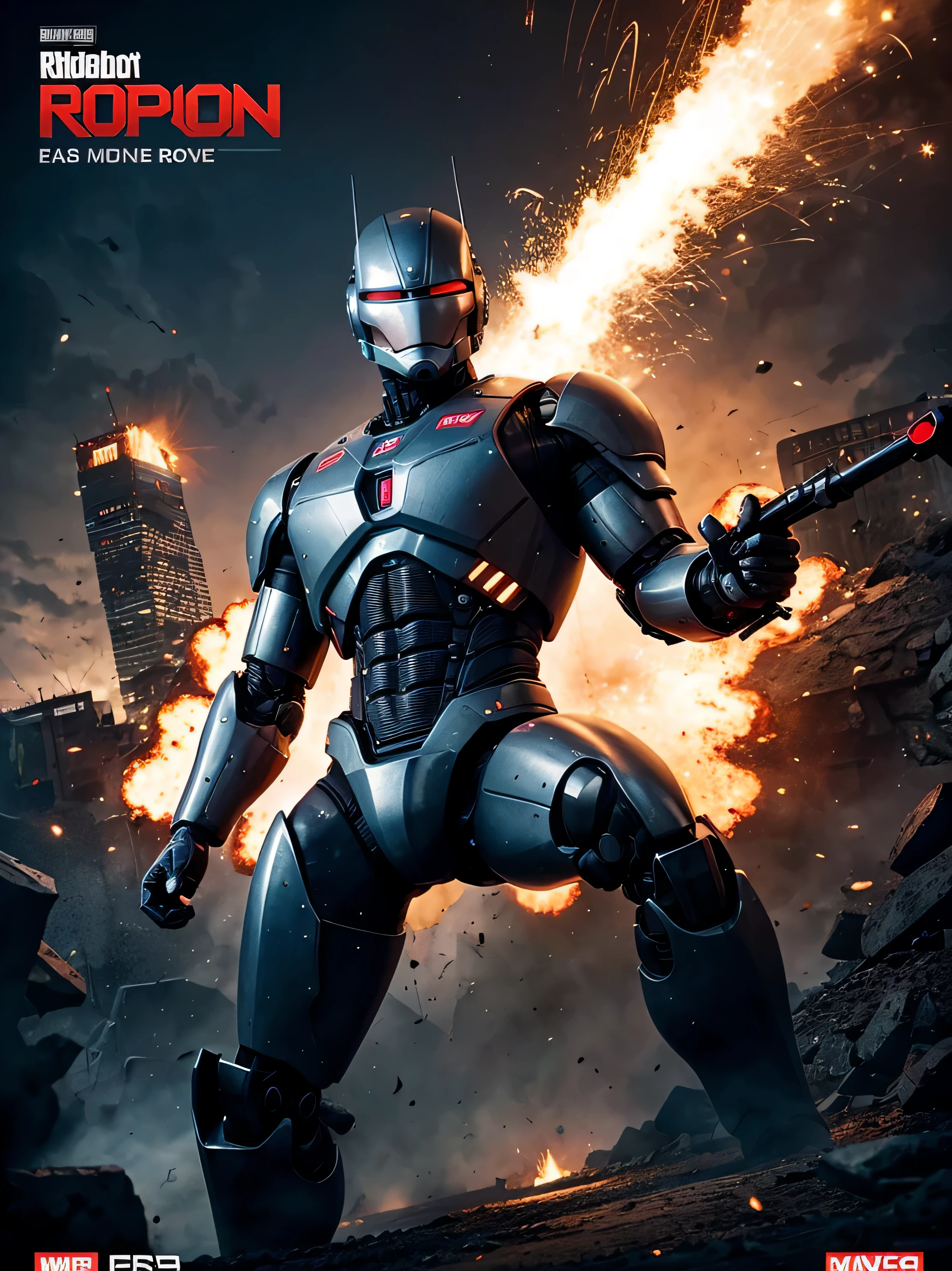 robocop com arma grande. explosions