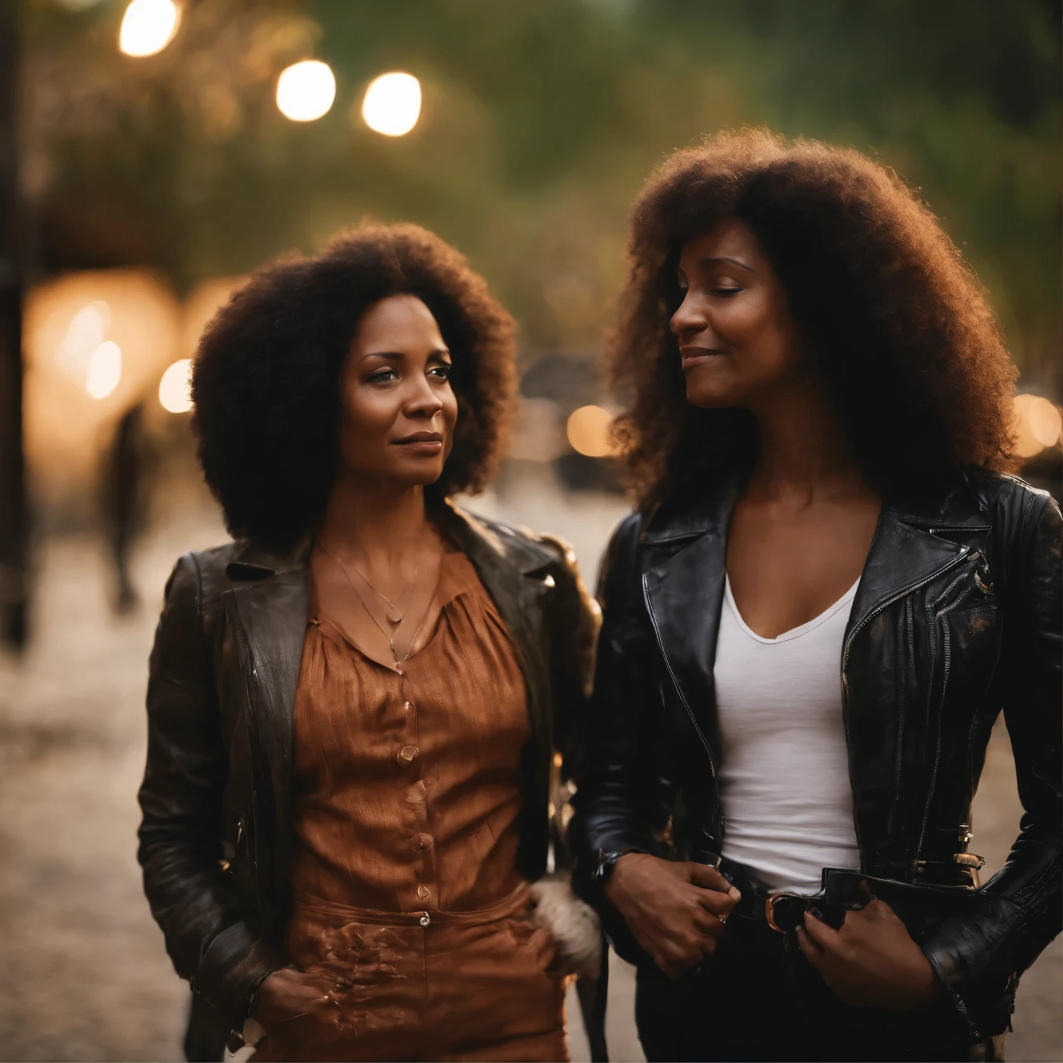 2women, black, one short woman, one tall woman, 70s, disco style