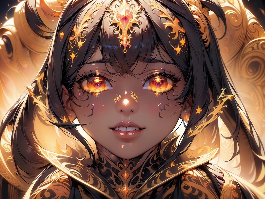 (masterpiece, top quality, best quality, official art, beautiful and aesthetic:1.2), (1girl:1.3), extreme detailed,(fractal art:1.3),colorful, highest detailed, (golden lips, black eyes), (light painting :1.3), (auto-destructive art :1.3)
