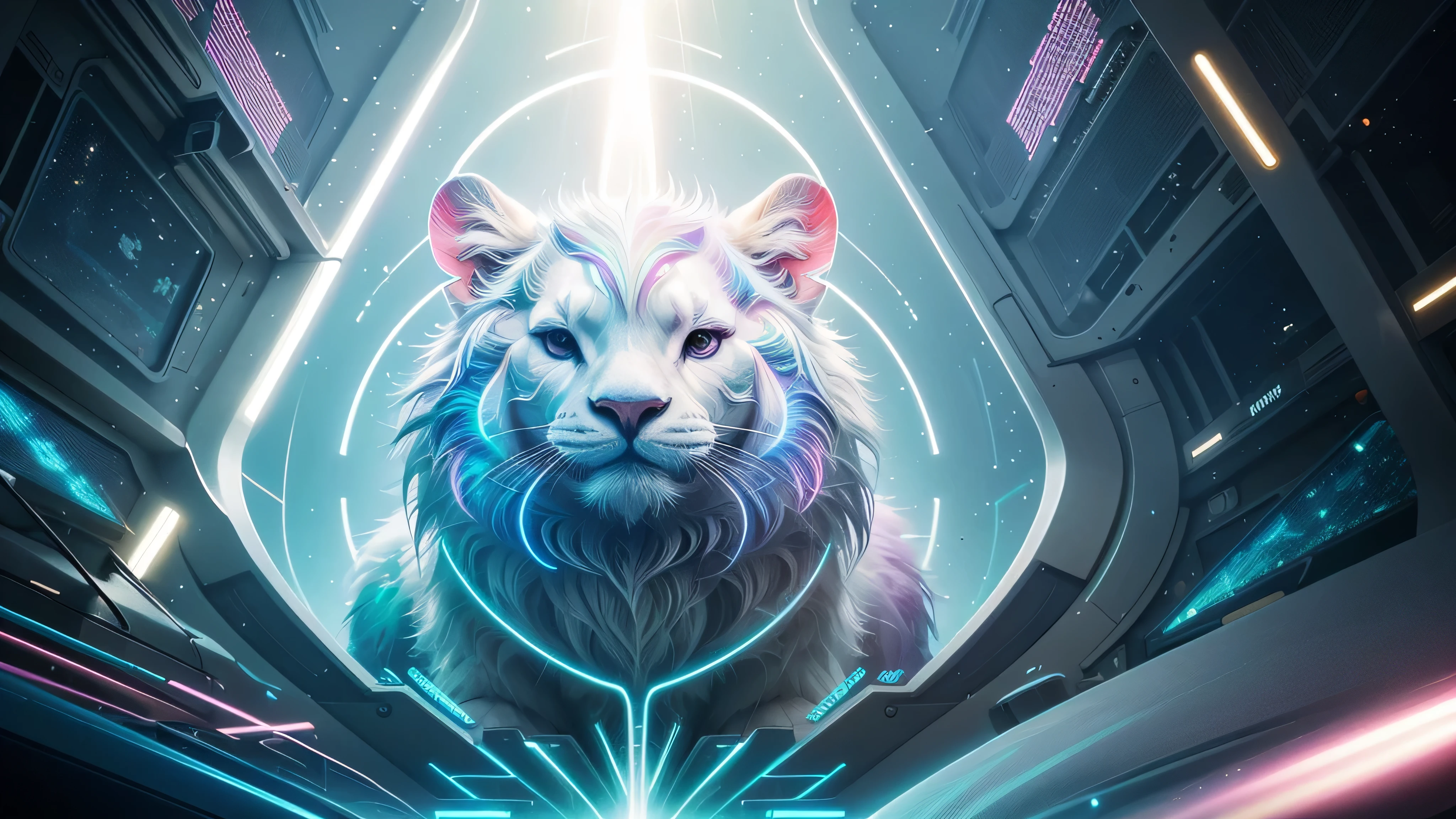 futuristic zoo, light abstraction, Cover art with light abstraction, vector art, Contemporary Chinese art, Gradient of color, Soft color palette, layered forms, Whimsical animation, The style is ethereal and abstract
Completed50%